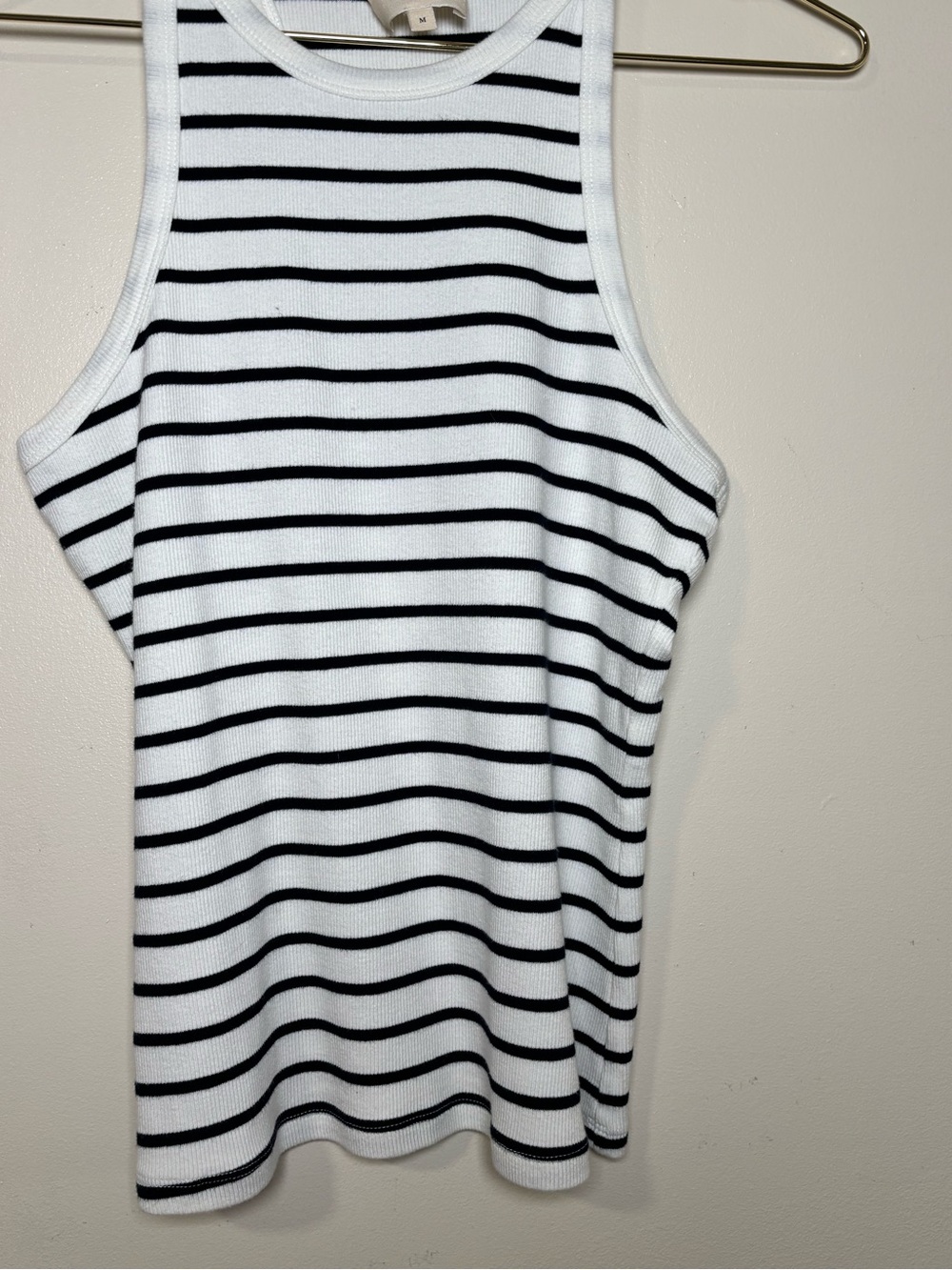Sézane Navy & White Striped Ribbed Racerback Tank Top Medium